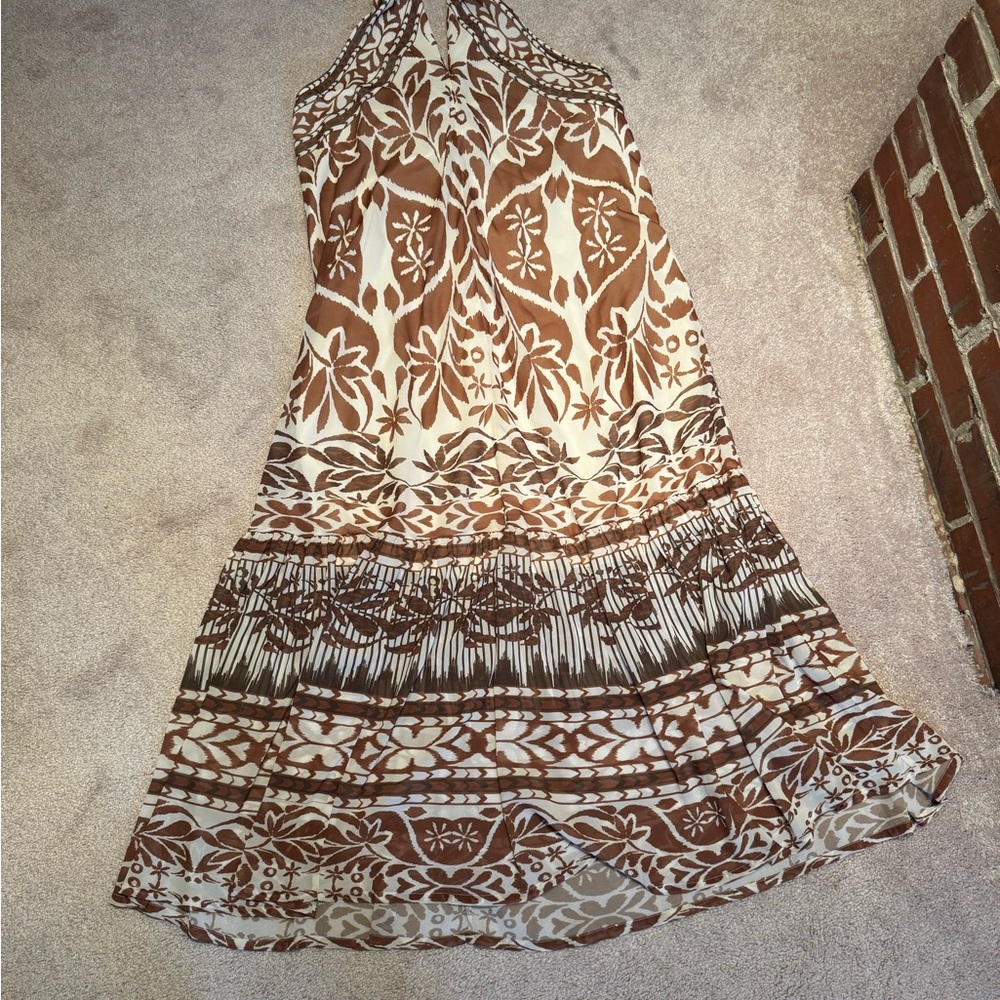 Anthropologie Vineet Bahl Chic Floral Brown Maxi Dress